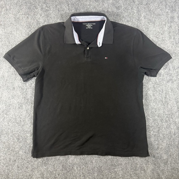 Tommy Hilfiger Other - Tommy Hilfiger Mens Regular Fit Short Sleeve Cotton Polo Shirt Black Sz XXL Logo